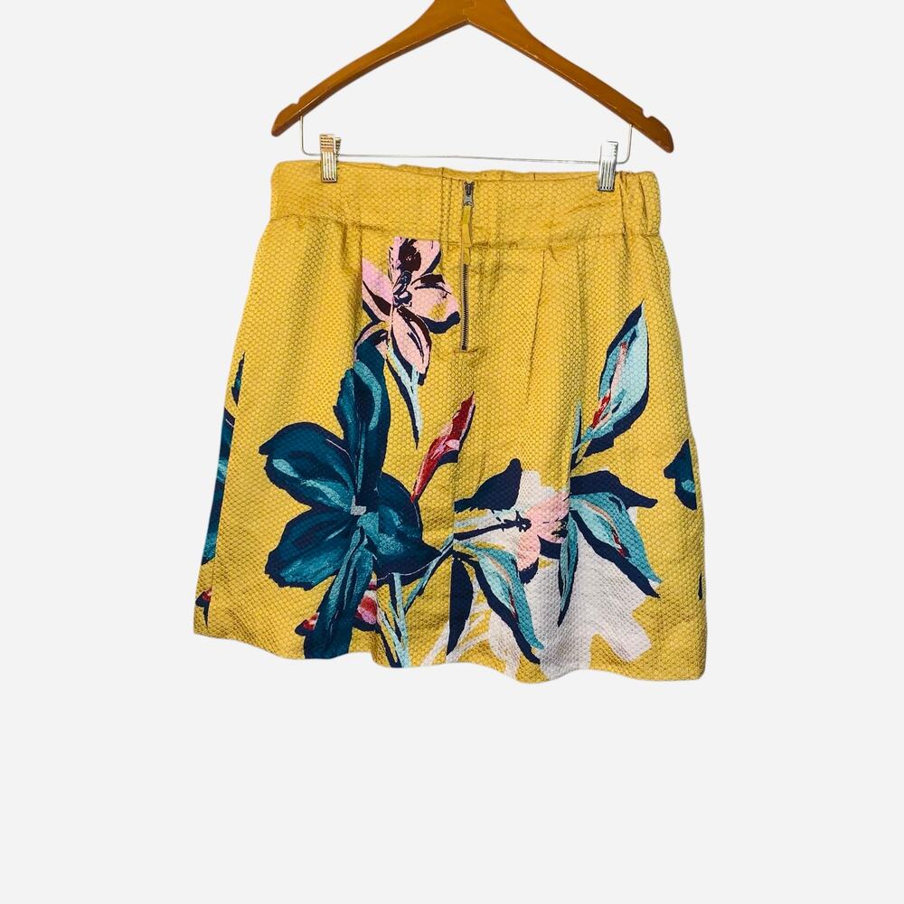 Anthropologie Maeve Tropicale Floral A-line Mini Skirt Yellow size 14 - Picture 6 of 6